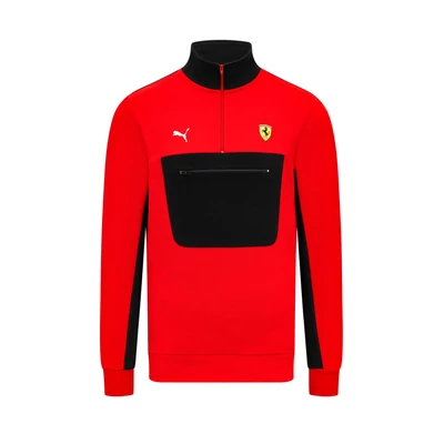 Ferrari pulóver - Scudetto Quarter Zip piros