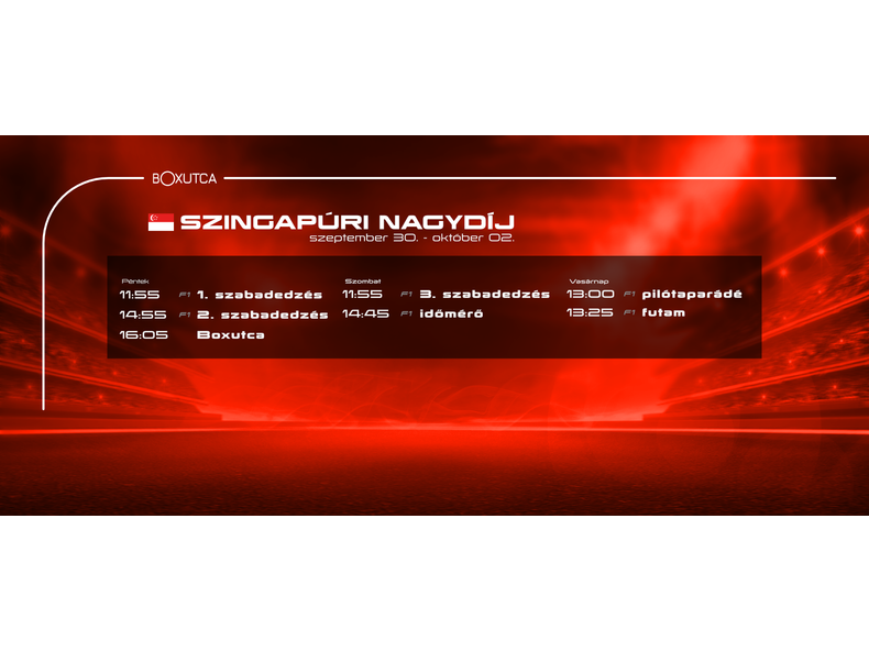 2022.09.30-10.02 szingapúri nagydíj menetrendje
