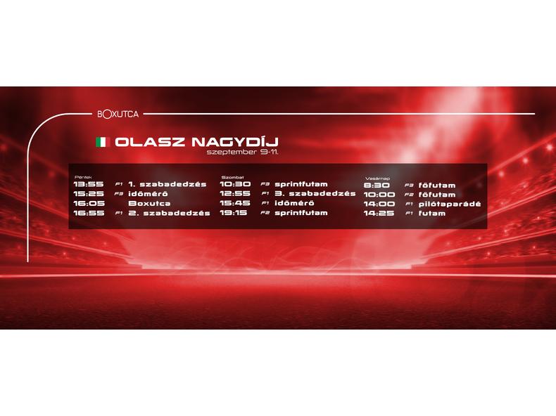 2022.09.09-11 az olasz nagydíj menetrendje