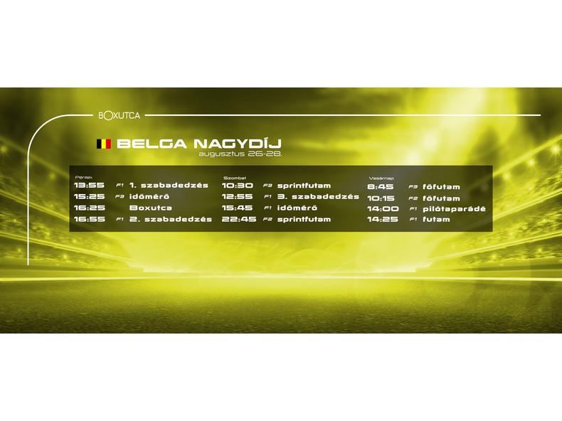 2022.08.26-28 a belga nagydíj menetrendje