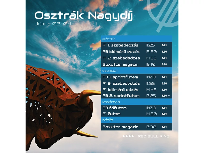 2021.07.02-04. Az osztrák nagydíj menetrendje