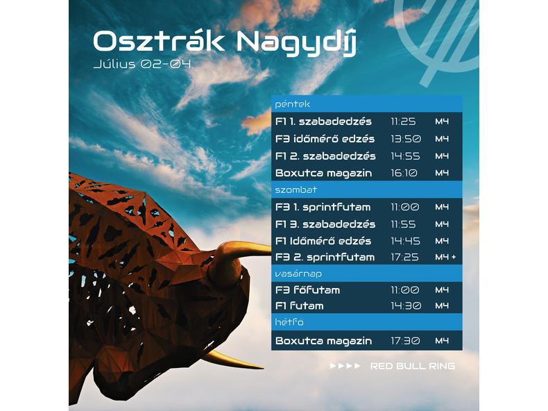 2021.07.02-04. Az osztrák nagydíj menetrendje