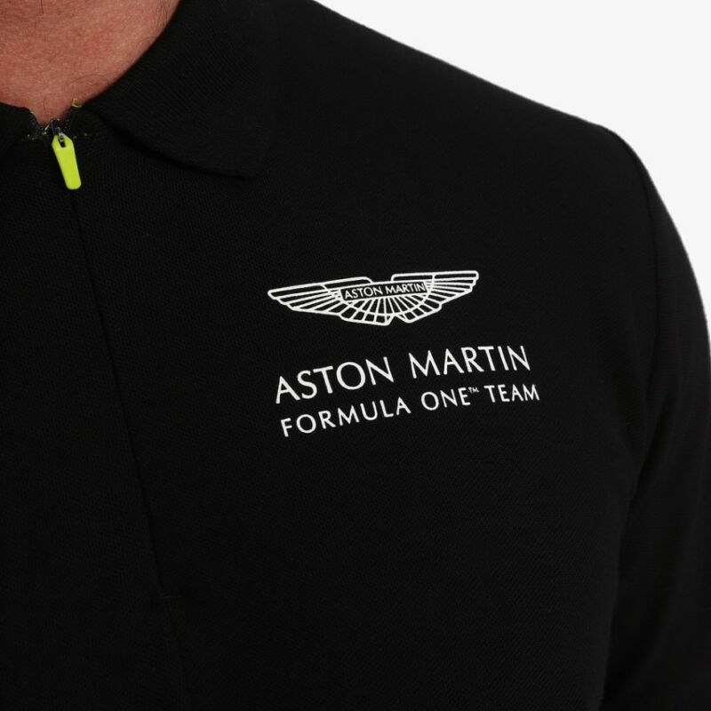 Aston Martin galléros póló - Team Logo fekete
