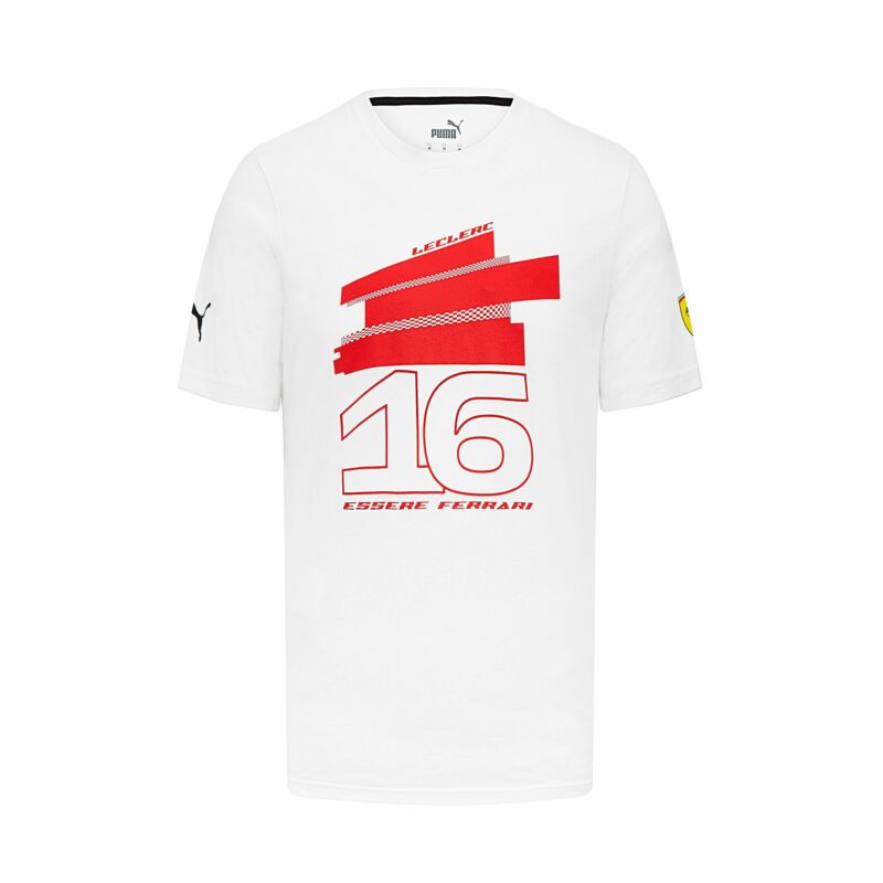 Ferrari póló - Leclerc 16 Graphic fehér