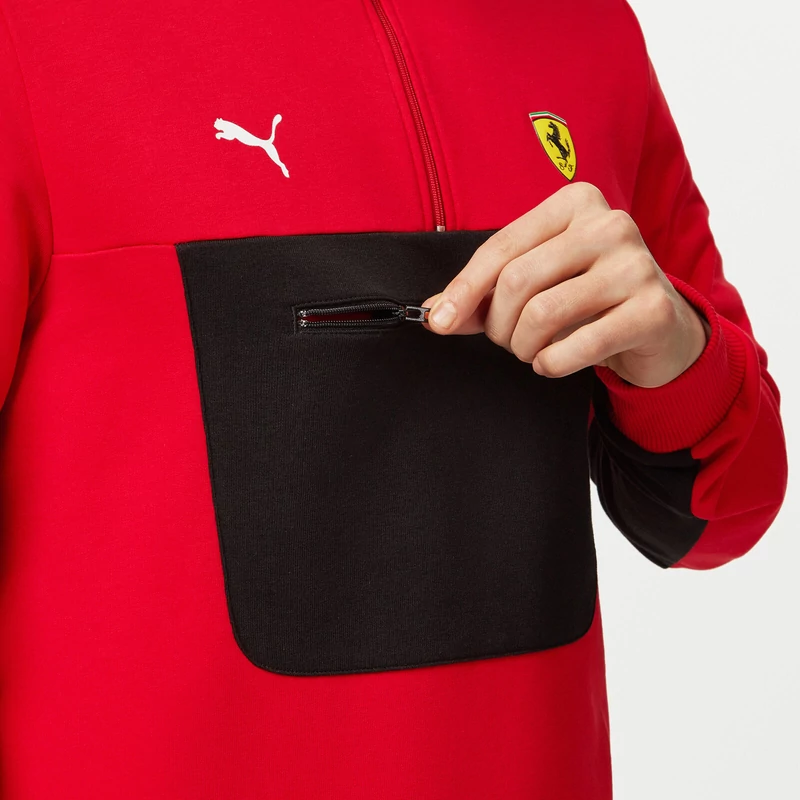 Ferrari pulóver - Scudetto Quarter Zip piros