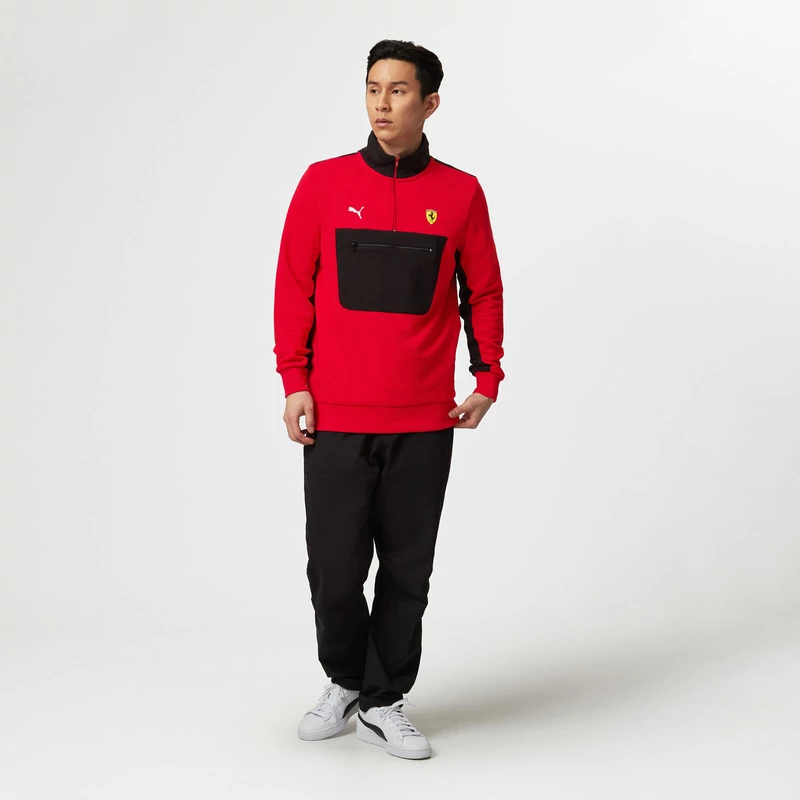 Ferrari pulóver - Scudetto Quarter Zip piros