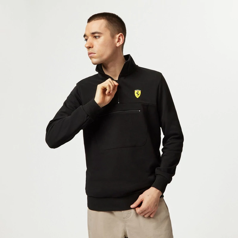 Ferrari pulóver - Scudetto Quarter Zip fekete
